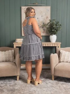 Smocked Gingham Print Dress W/ Tie Straps | S-3X 6 Smocked Gingham Print Dress W/ Tie Straps | S-3X -Dress Delight eb75a8474784ce7006ca251e8105e295
