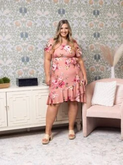 Floral Print Ruffled Wrap Midi Dress | S - XL