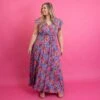 Floral Print Short Sleeve V-Neck Wrap Split Maxi Dress | S - XL