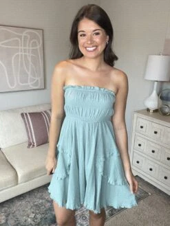 Smocked Ruffle Strapless Mini Dress | S - L