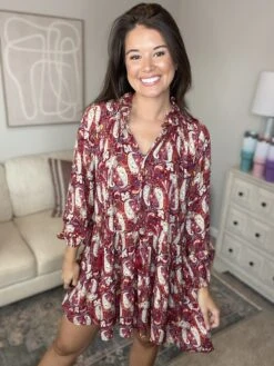 Paisley Printed Challis Dress | S - 3X