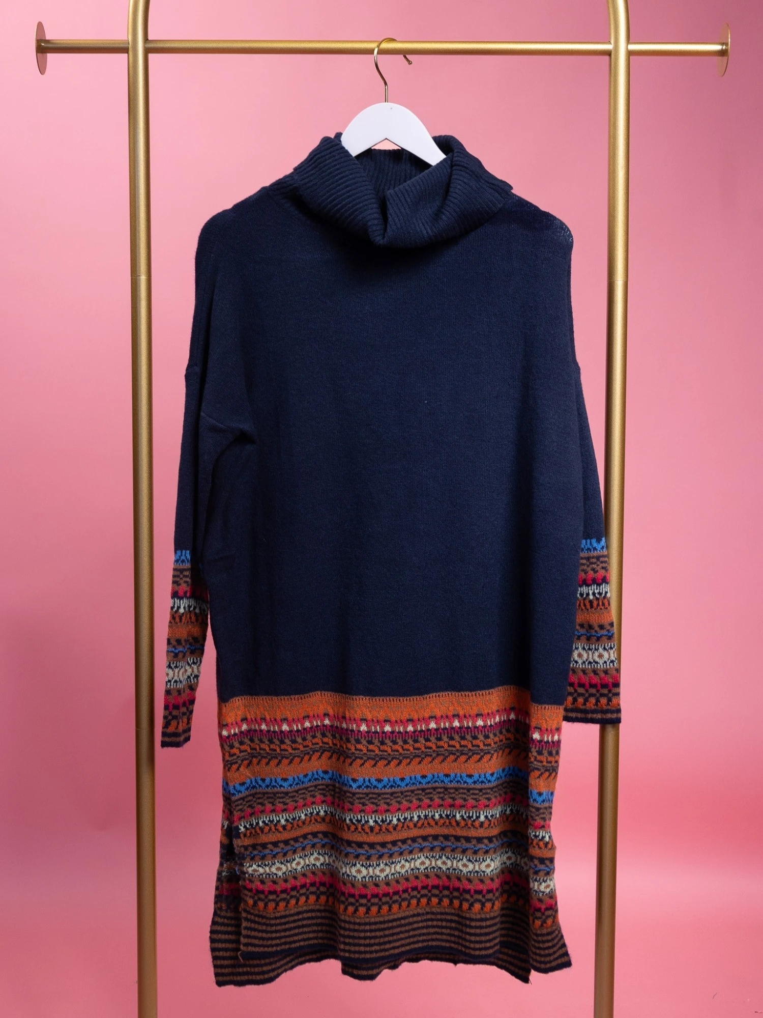 Printed Knit Long Sleeve Turtleneck Sweater Dress | S - L 1 Printed Knit Long Sleeve Turtleneck Sweater Dress | S - L